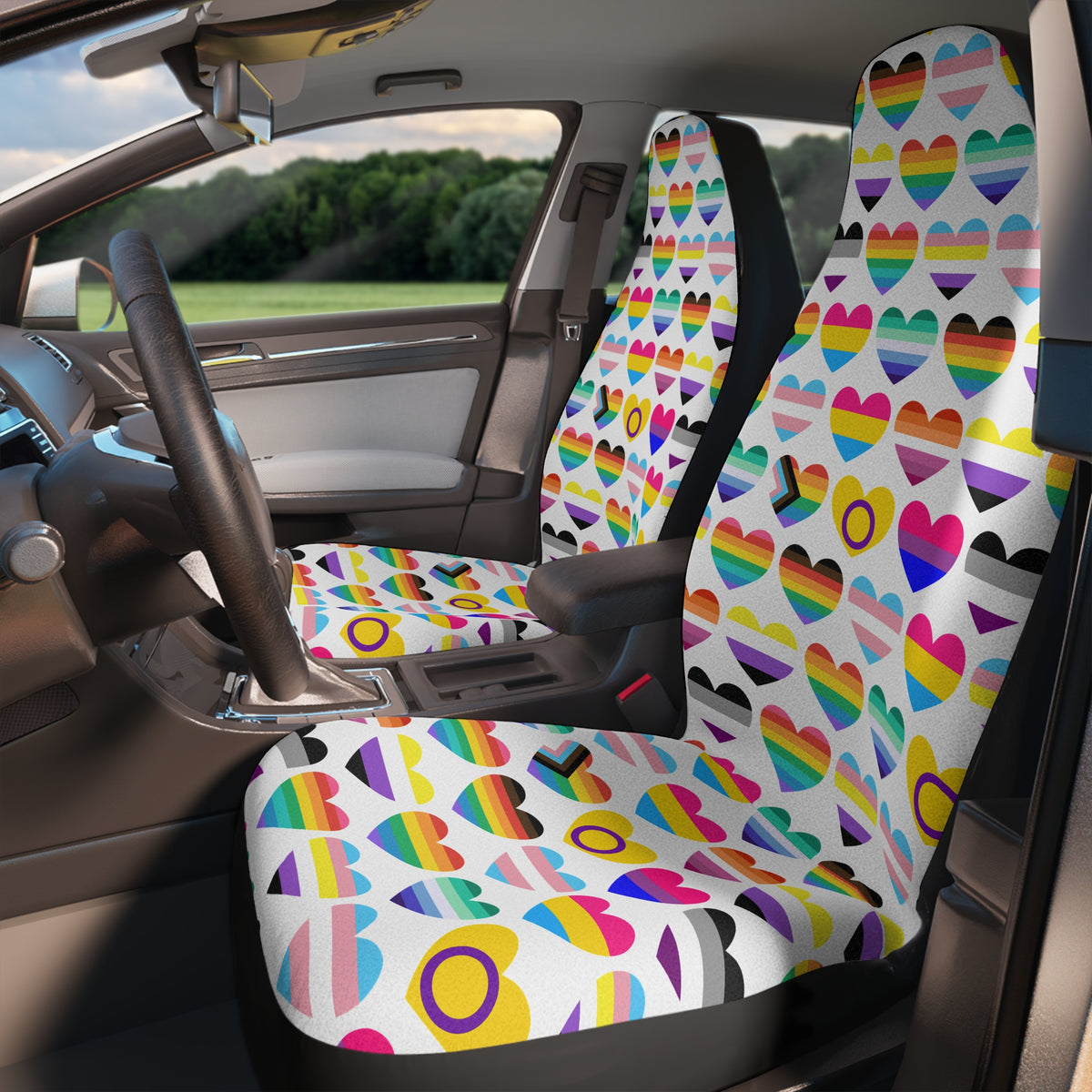 Interracial love pride car seat covers, product view 3