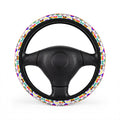 Interracial love pride steering wheel cover, on a steering wheel