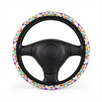 Interracial love pride steering wheel cover, on a steering wheel