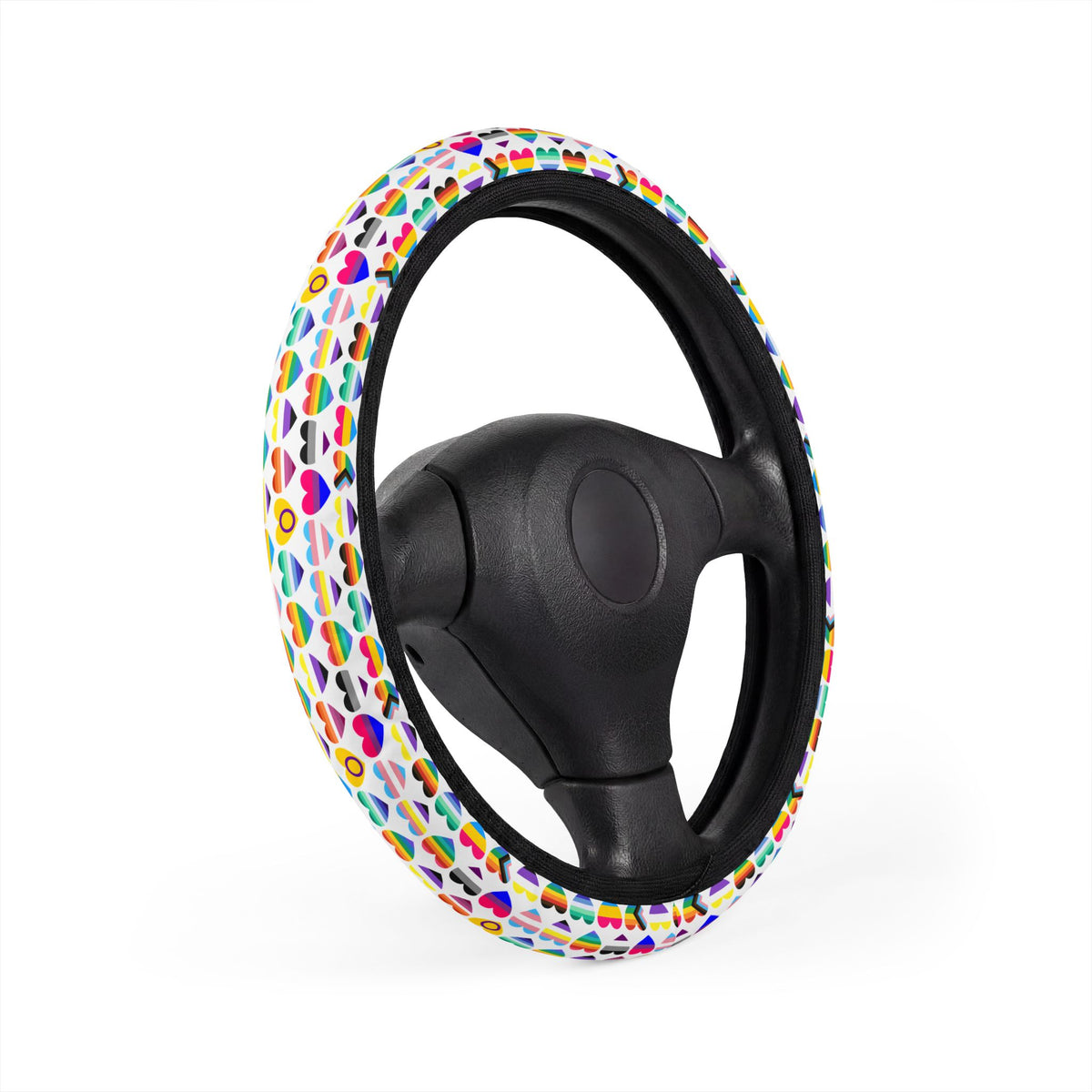 Interracial love pride steering wheel cover, product view 3