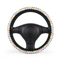 LGBTQ Pride Rainbow steering wheel cover, on a steering wheel