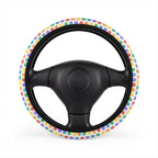 LGBTQ Pride Rainbow steering wheel cover, on a steering wheel