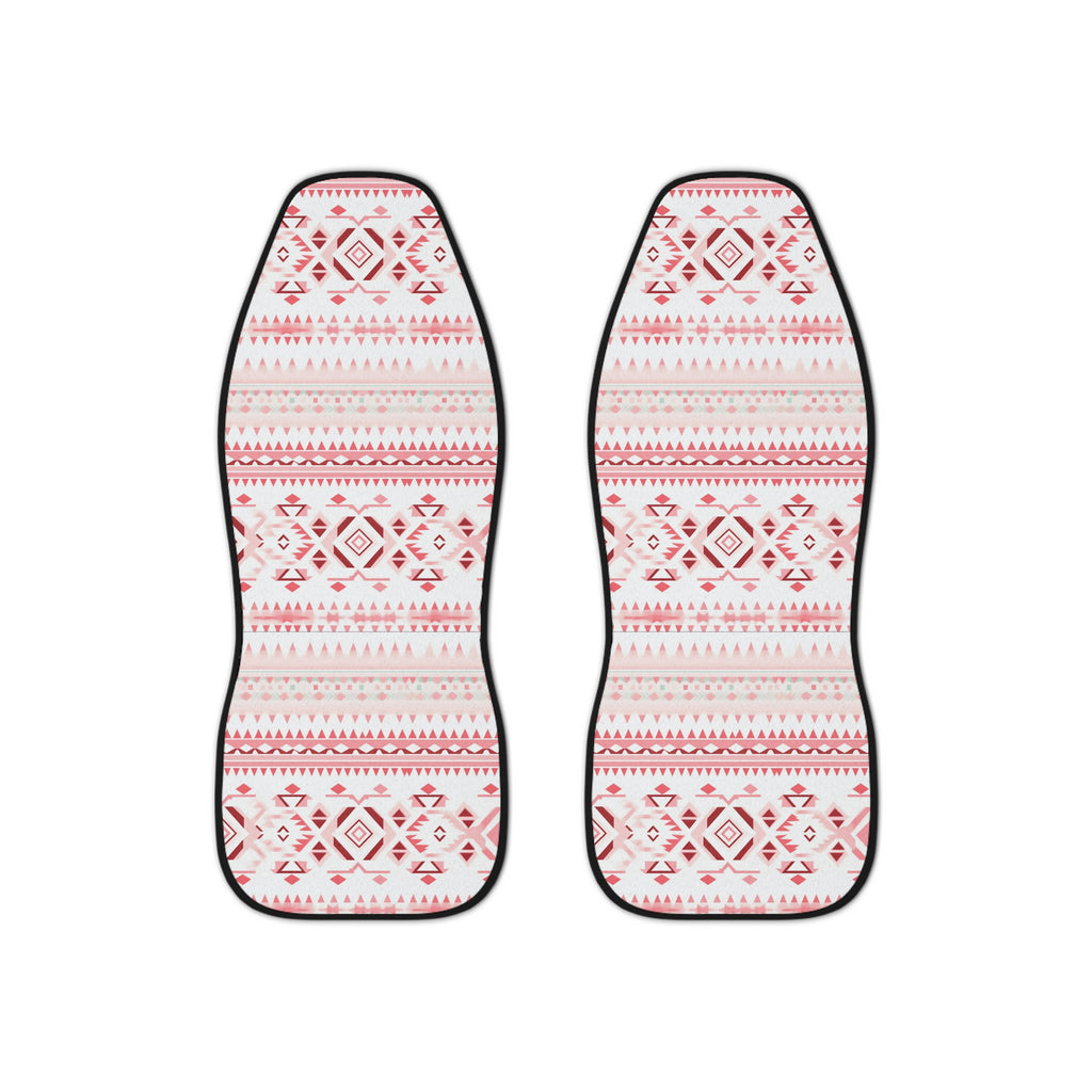 Light pastel aztec print car seat covers, set of two shown side by side