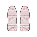 Light pastel aztec print car seat covers, set of two shown side by side