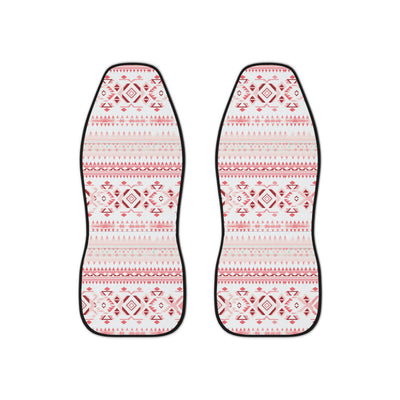 Light pastel aztec print car seat covers, set of two shown side by side
