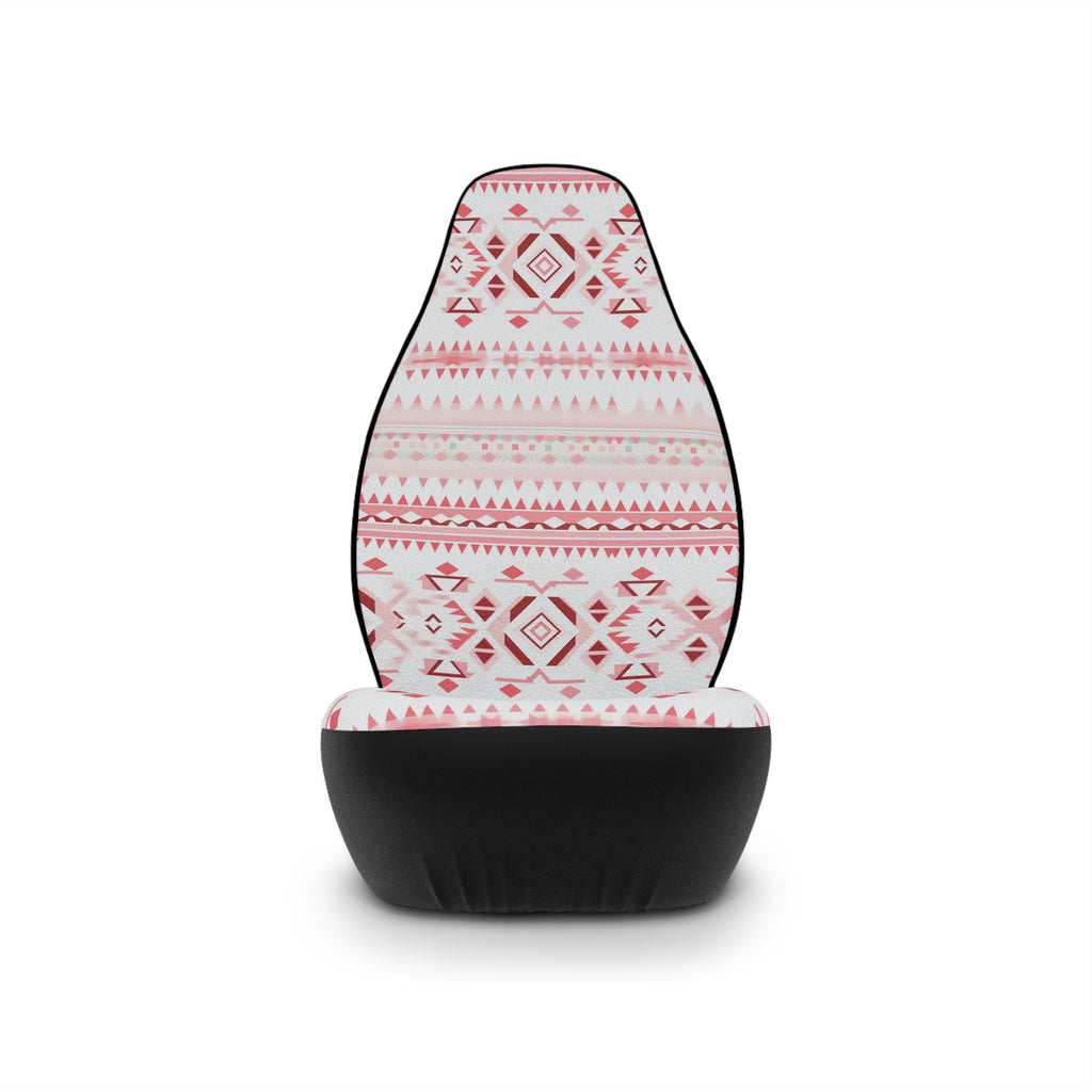 Light pastel aztec print car seat covers, single cover on a seat, front view