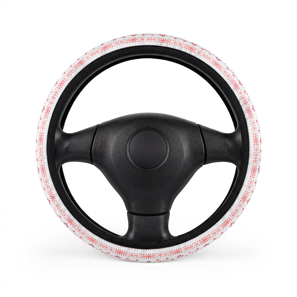 Light pastel aztec print steering wheel cover, front view