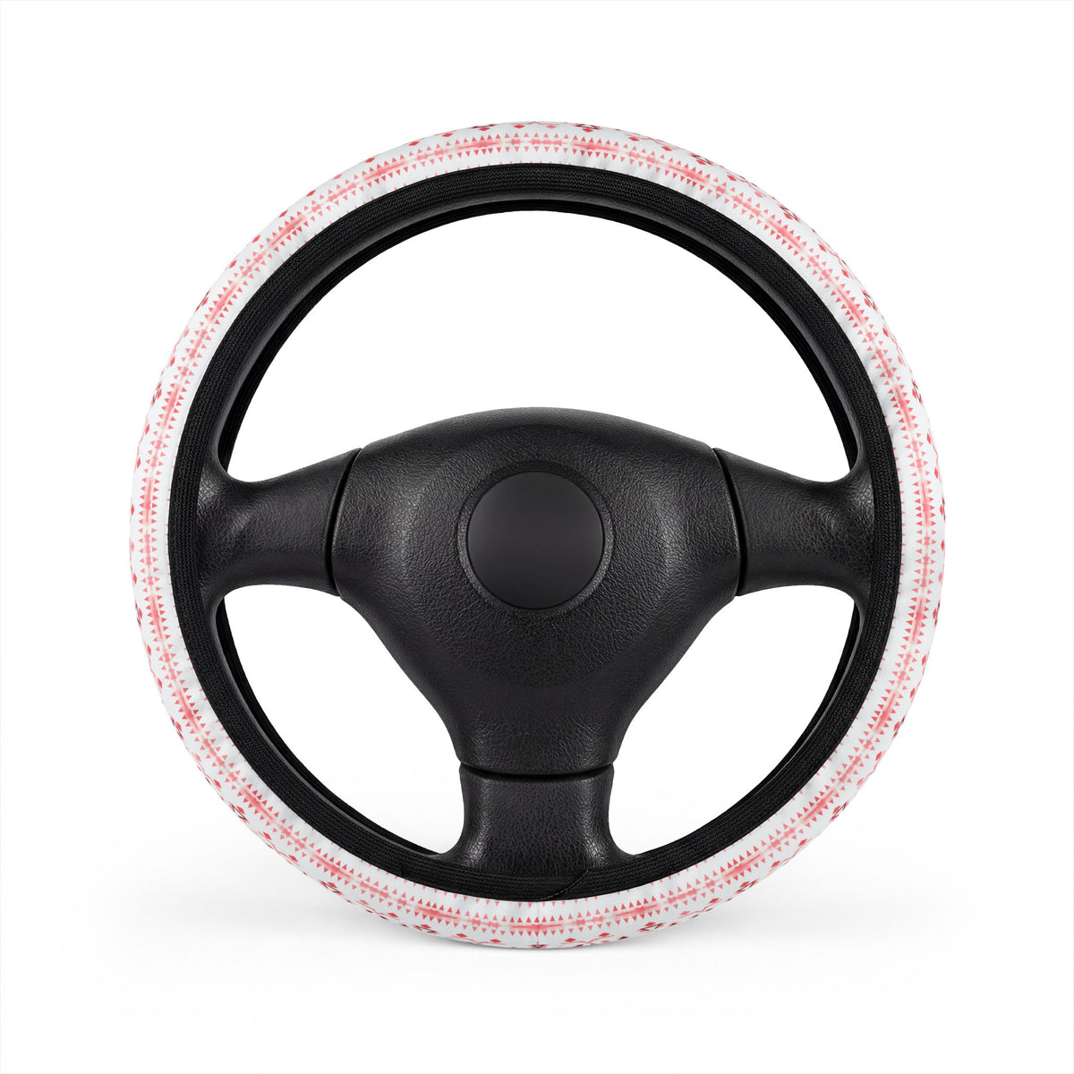 Light pastel aztec print steering wheel cover, front view