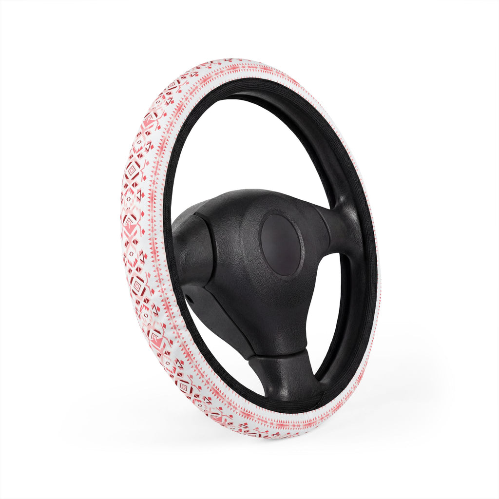 Light pastel aztec print steering wheel cover, product view 3
