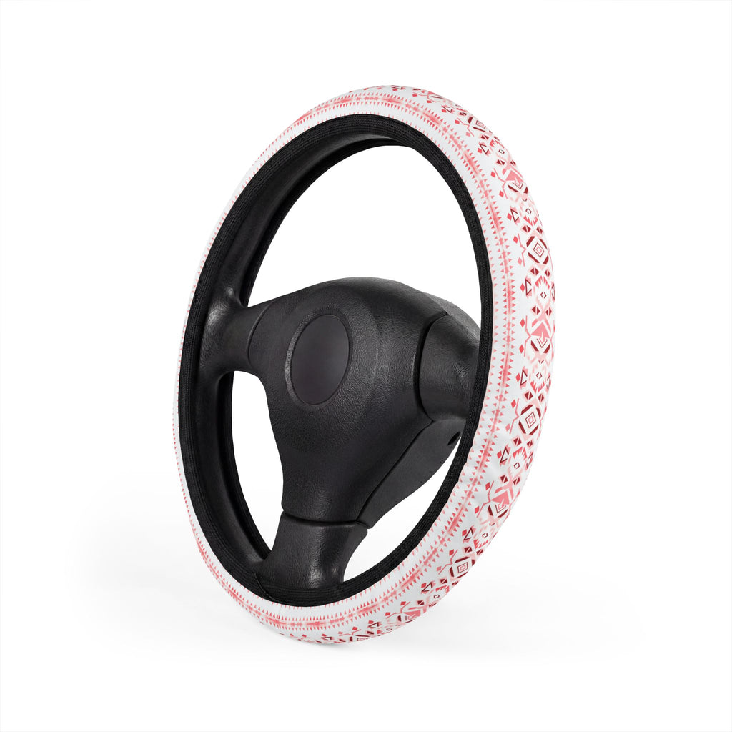Light pastel aztec print steering wheel cover, product view 4