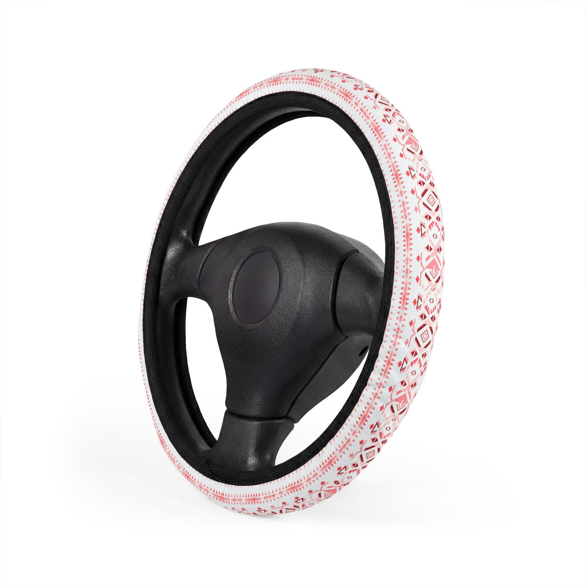 Light pastel aztec print steering wheel cover, product view 4