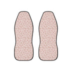 Light pink leopard print car seat covers, set of two shown side by side