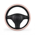 Light pink leopard print steering wheel cover, front view