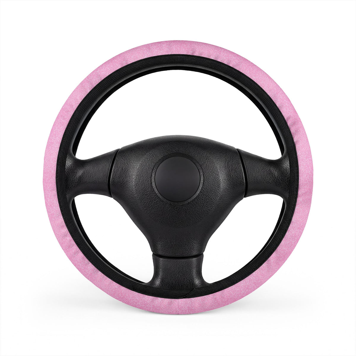 Light pink rainbow glitter steering wheel cover, on a steering wheel