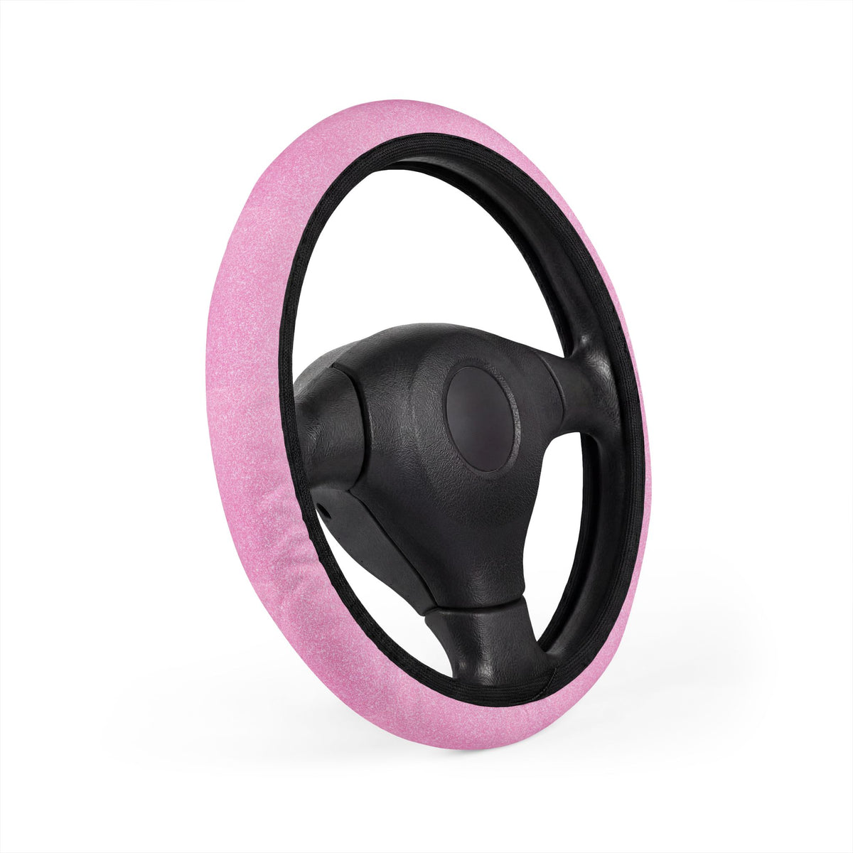 Light pink rainbow glitter steering wheel cover, product view 3