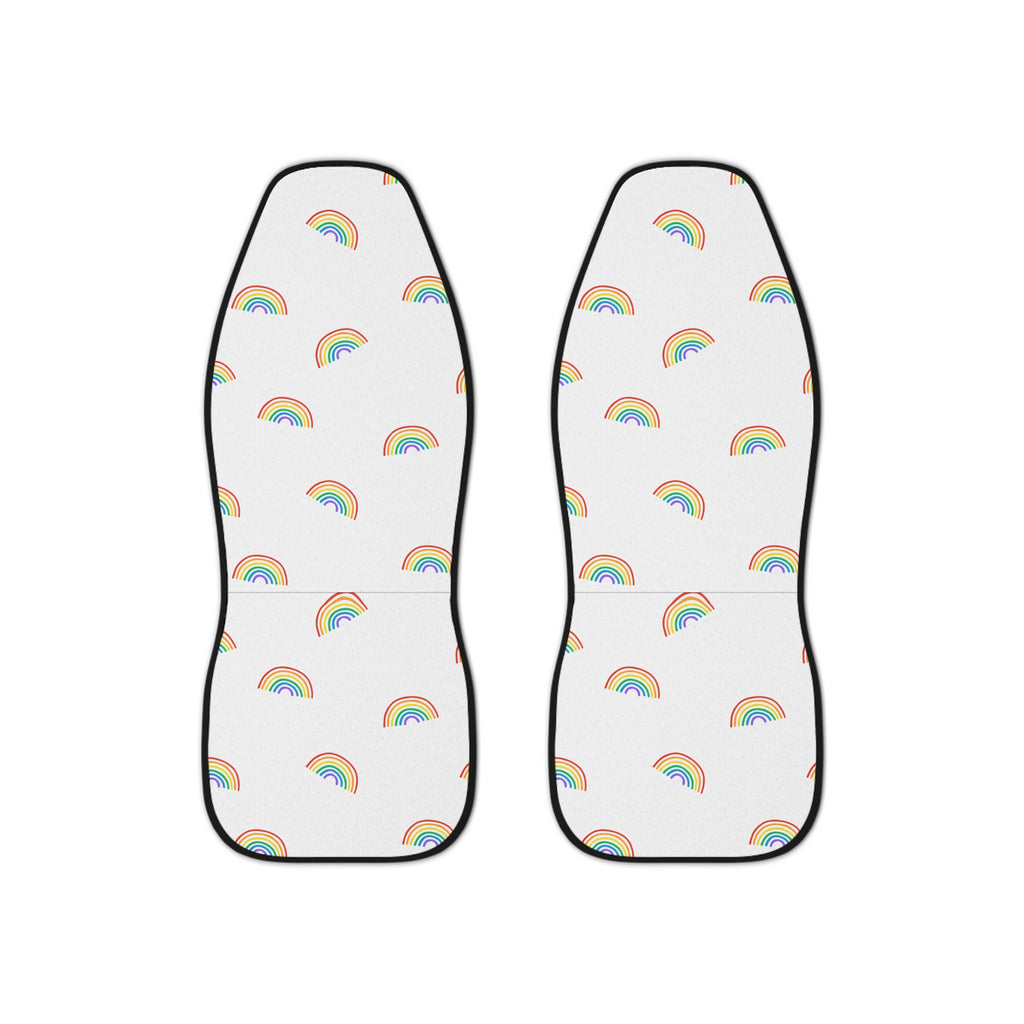 Mini rainbow pride car seat covers, set of two front seat covers