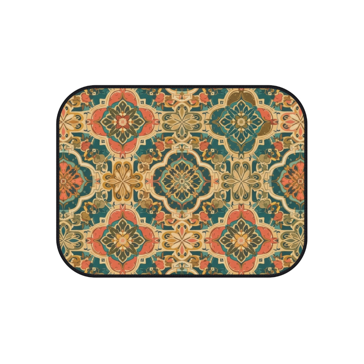 Olive folk floral car mats, product view 4