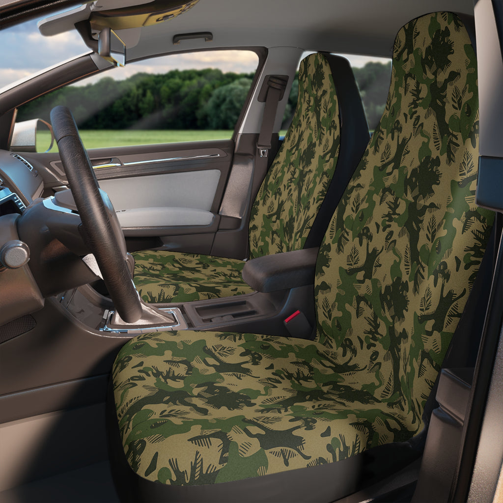Olive green camo car seat covers, product view 3