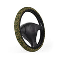 Olive green camo steering wheel cover, on a steering wheel