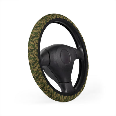Olive green camo steering wheel cover, on a steering wheel