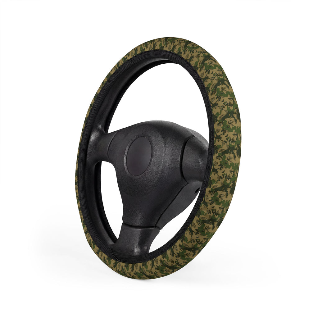 Olive green camo steering wheel cover, product view 3