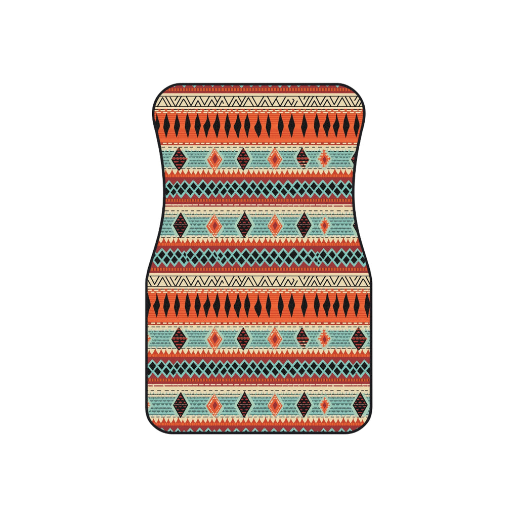 Orange aztec stripe car mats, set of four, front and rear mats