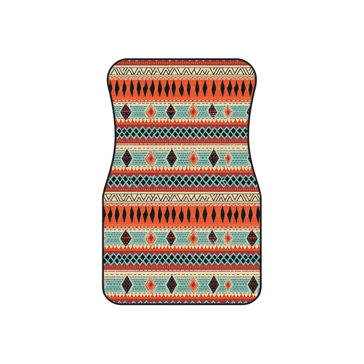 Orange aztec stripe car mats, set of four, front and rear mats