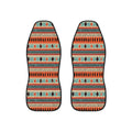 Orange aztec stripe car seat covers, set of two shown side by side