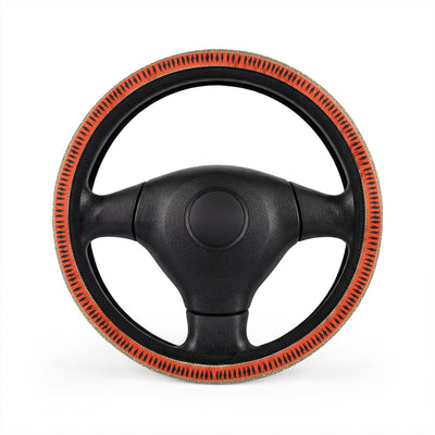 Orange aztec stripe steering wheel cover, front view