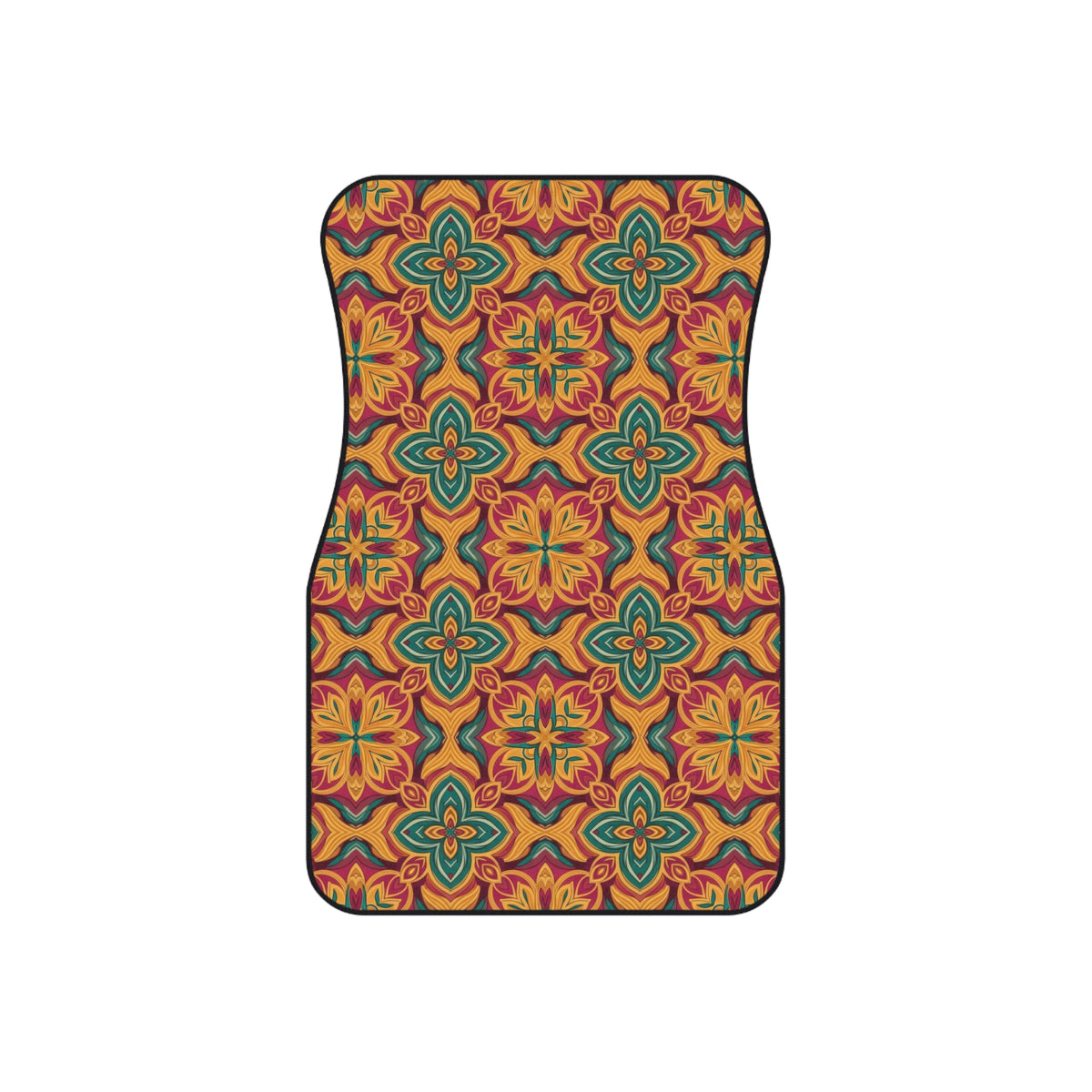 Orange folk floral car mats, product view 3