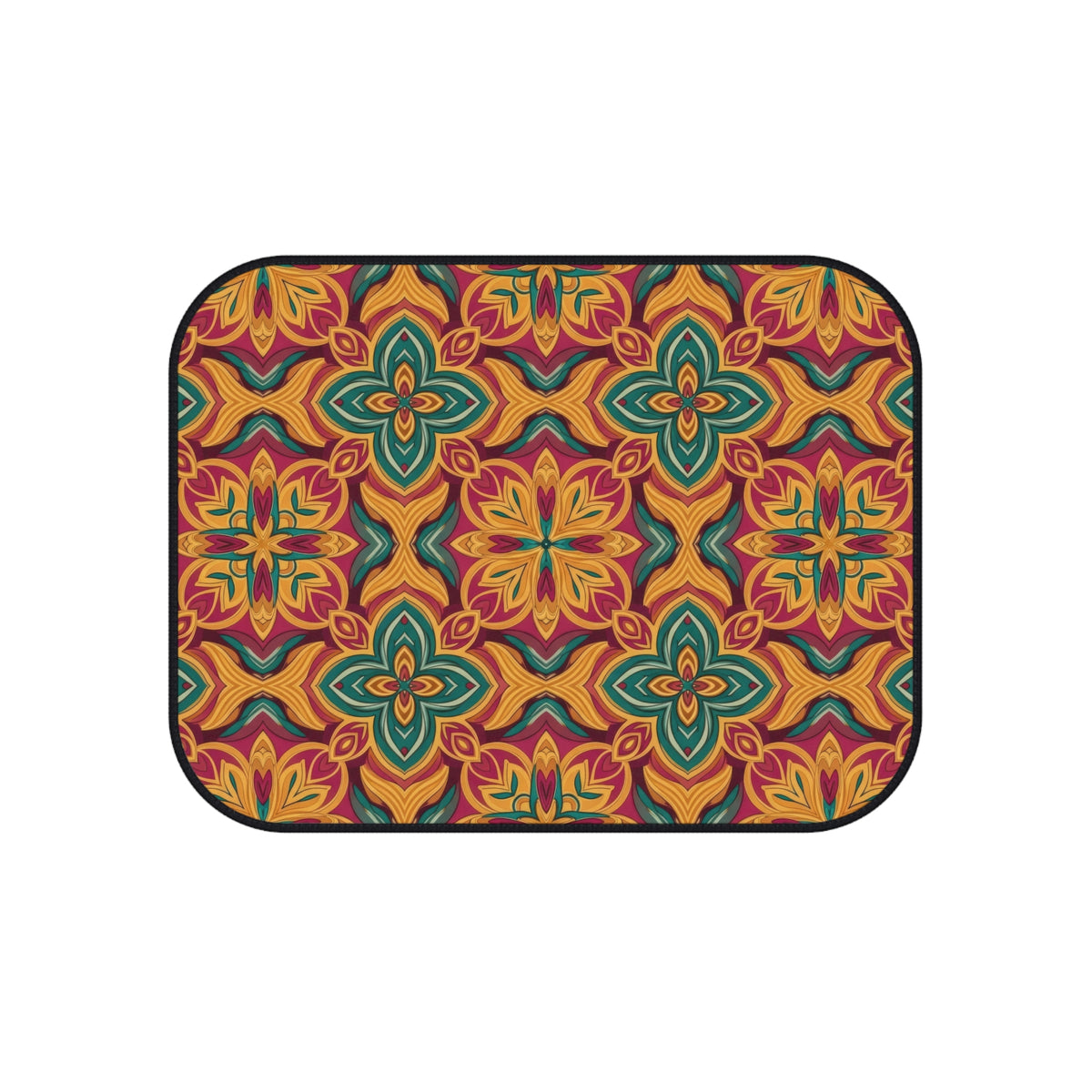 Orange folk floral car mats, product view 5