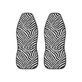 Patchwork zebra print car seat covers, set of two shown side by side