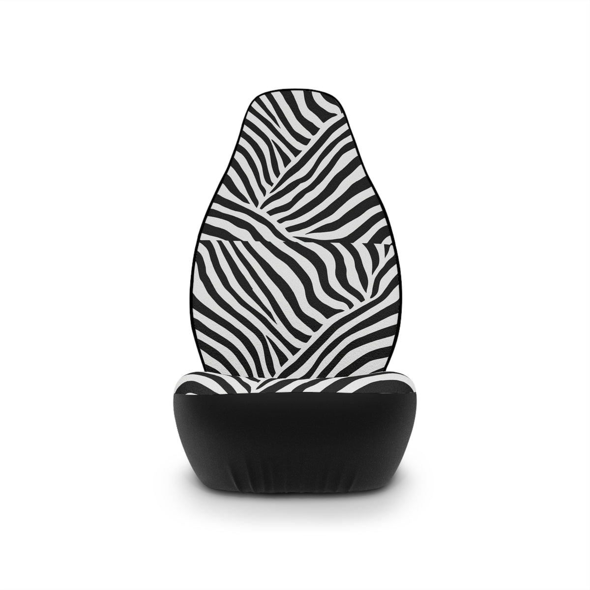 Patchwork zebra print car seat covers, single cover on a seat, front view