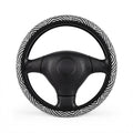 Patchwork zebra print steering wheel cover, front view