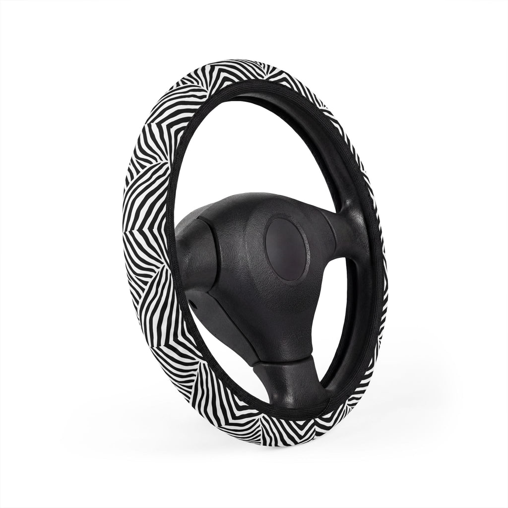 Patchwork zebra print steering wheel cover, product view 3