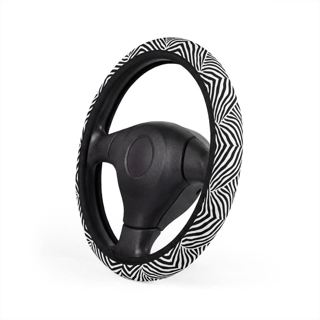 Patchwork zebra print steering wheel cover, product view 4