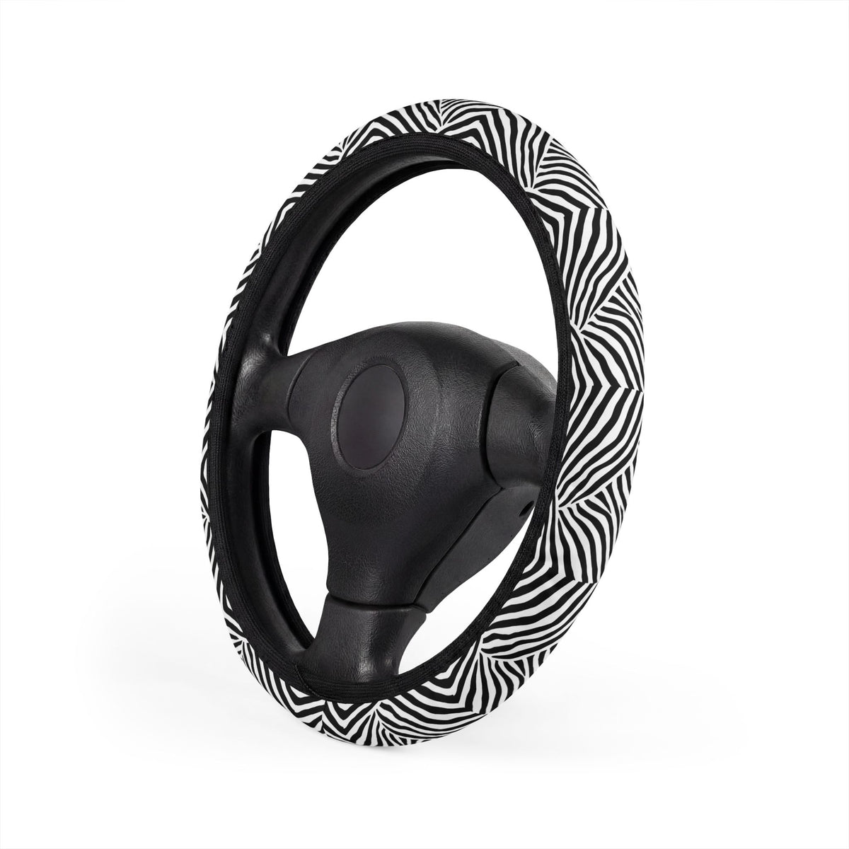 Patchwork zebra print steering wheel cover, product view 4