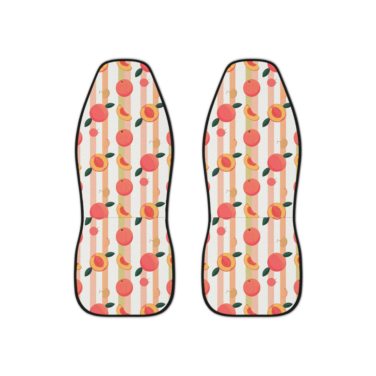 Peach fruit print car seat covers, set of two front seat covers
