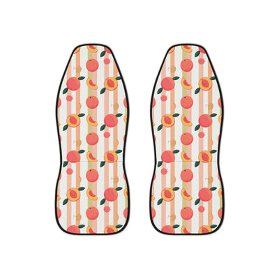 Peach fruit print car seat covers, set of two front seat covers