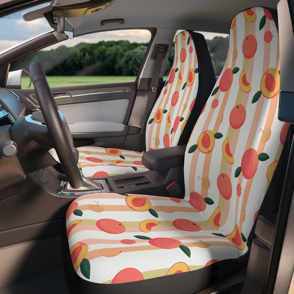 Peach fruit print car seat covers, product view 3