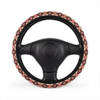 Pink aztec diamond steering wheel cover, on a steering wheel