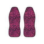 Pink black leopard print car seat covers, set of two shown side by side