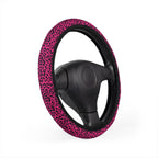 Pink black leopard print steering wheel cover, product view 3