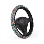 Pink blue leopard print steering wheel cover, product view 3