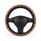 Pink camo steering wheel cover, on a steering wheel