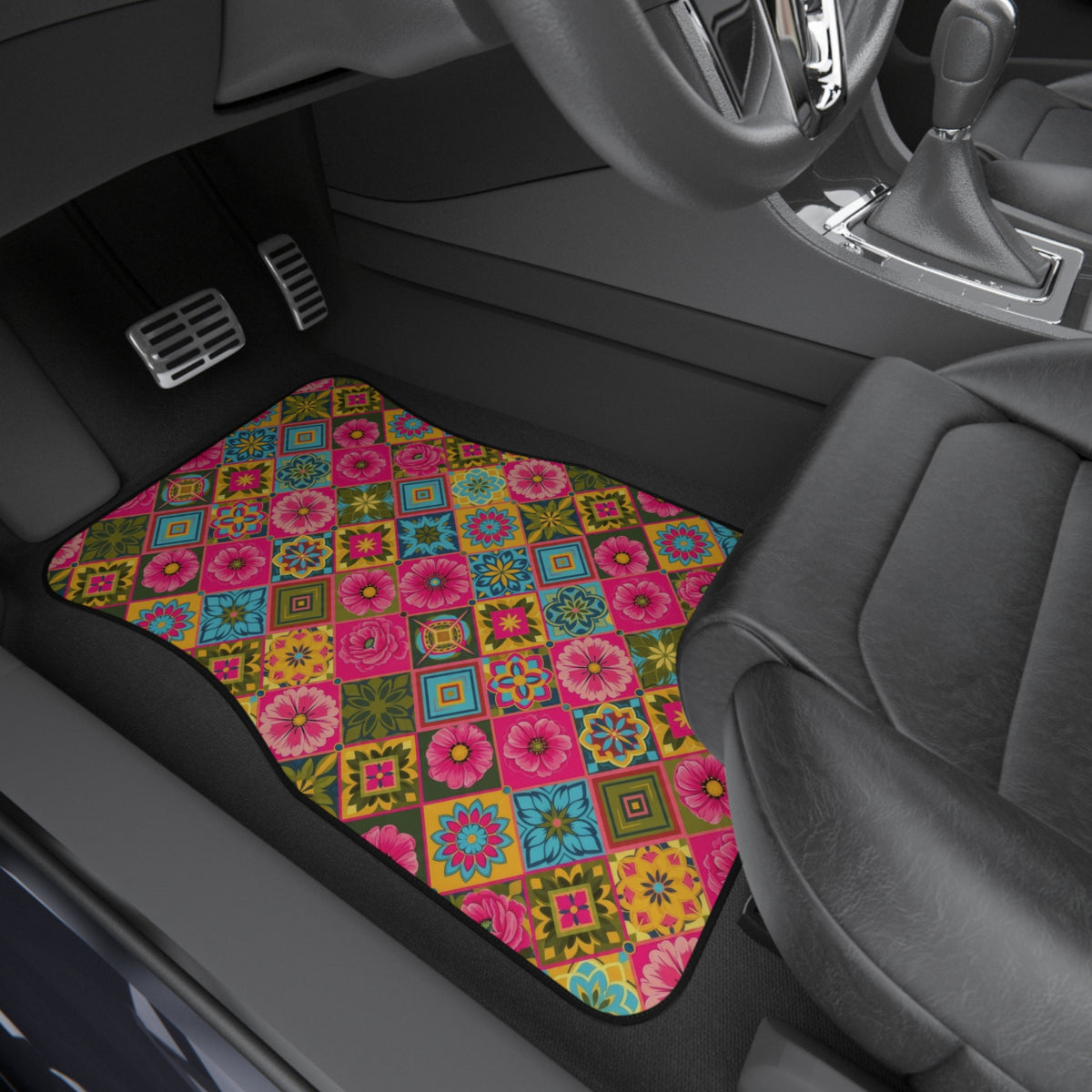 Pink floral car mats, product view 8