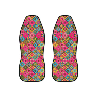 Pink floral car seat covers, set of two front seat covers