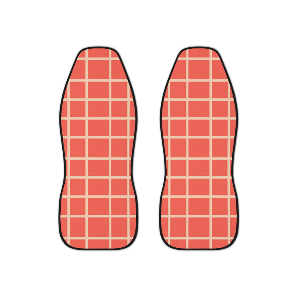 Pink gingham car seat covers, set of two front seat covers