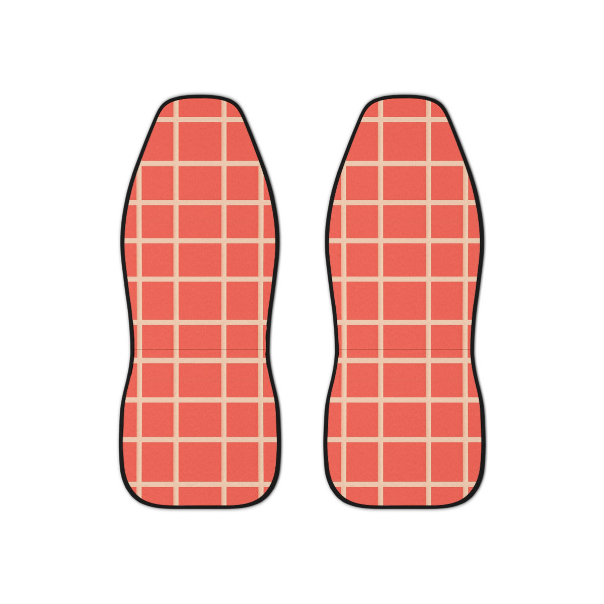 Pink gingham car seat covers, set of two front seat covers