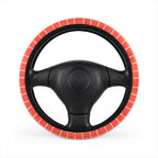 Pink gingham steering wheel cover, on a steering wheel